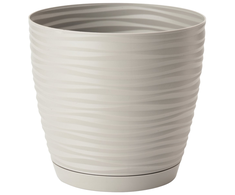 FORM PLASTIC Gėlių vazonas SAHARA su padėklu 19 cm, tamsiai pilkas
