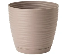 FORM PLASTIC Gėlių vazonas SAHARA su padėklu 23 cm, tams. rudas