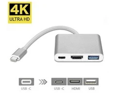 Fusion Accessories Fusion (3 viename) USB-C Multiport adapteris | USB 3.0 | HDMI | USB-C | sidabras