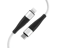 Fusion Accessories Fusion Priedai Fusion Fishbone USB-C ir Lightning laidas 30W | 3A | 1,5 m, baltas
