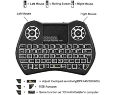 Fusion Accessories Fusion Round compact Belaidė klaviatūra su jutikliniu kilimėliu and colorful backlit for Android | iOS | TV | PC