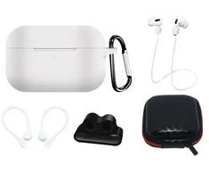 Dėklas Fusion Accessories Fusion Set silicone case | ear hook | neck strap | watch strap holder | carabiner for Apple Apple Airpods 3 baltas