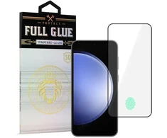 Topt Apsauginis stiklas HARD Full Glue 5D, skirtas Samsung Galaxy S23, Juodas (su piršto atspaudo atrakinimo funkcija)