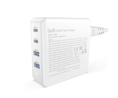 GaN 100W fast laidinis įkroviklis 2 x USB-C / 2 x USB Dudao A100EU - baltos spalvos