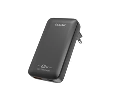 GaN Dudao A65Q 65W USB-A / USB-C PD Ultra-Thin Travel laidinis įkroviklis EU / US – juodos spalvos