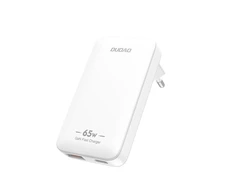 GaN Dudao A65Q 65W USB-A / USB-C PD Ultra-Thin Travel laidinis įkroviklis EU / US – baltos spalvos
