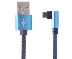 Kabelis USB 2.0 – microUSB 1m tekstilės pynė, kampinė Gembird jungtis