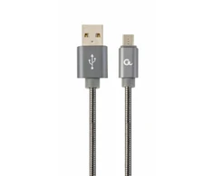 GEMBIRD CC-USB2S-AMmBM-1M-BG Gembird Premium spiralinis metalinis Micro-USB įkrovimo ir duomenų kabelis, 1m, metalinis-pilkas