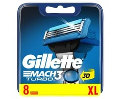 Gillette Mach3 Turbo, 8 skustuvo peiliukų pildymo kasetės vyrams