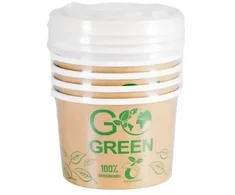 Gogreen kompostuojami maisto indeliai su dangteliais Go Žalias 230ml 5vnt/0,06kg