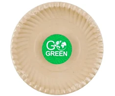 Gogreen kompostuojamos cukranendrių lėkštės su Go Žalias raštu Ø15cm 10 vnt./0,08kg