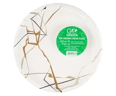 Florentyna Gogreen Ekologiškos popierinės lėkštės Marble Go Žalias Ø22cm 10 vnt.| 0,11kg