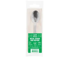 Gogreen Metal spoon and napkin set Go Žalias