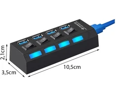 Goodbuy adapter (splitter) USB 3.0 to 4 x USB 3.0 | 5Gbps with separate On | Off buttons juodas
