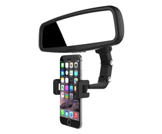 GoodBuy Adjustable car rearview mirror holder for smartphone juodas