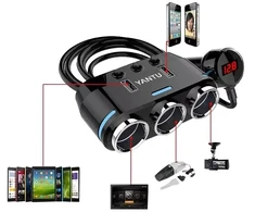 Goodbuy car charger | 10.5W | USB-A | with cable included | with LCD display | juodas