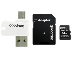 GOODRAM Memory MicroSD Card All in one - 64GB su adapteriu UHS I CLASS 10 100MB/s + reader