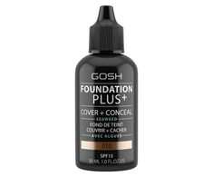 Gosh Foundation Plus+ Cover &amp; Conceal Liquid Foundation 010 Tan SPF15, 30 ml
