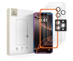 „Tech-Protect Easy Set+“ 3 grūdinto stiklo pakuotė, skirta „iPhone 16 Pro“ / „17 Pro“ – skaidri