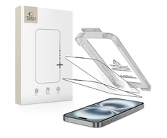 „Tech-Protect Quick Set+“ 2 grūdinto stiklo pakuotė, skirta „iPhone 17“ - juodas
