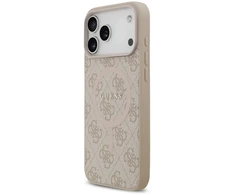 Guess PU Leather 4G Colored Ring MagSafe dėklas skirtas Apple iPhone 17 Pro Max Rožinė