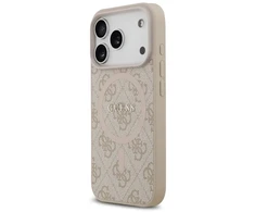 Guess PU Leather 4G Colored Ring MagSafe dėklas skirtas Apple iPhone 17 Pro Rožinė