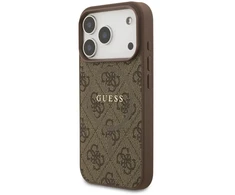 GUESS dėklas, skirtas IPHONE 17 Pro, suderinamas su MagSafe GUHMP17LG4GFRW (PU 4G Ring Classic Logo) rudas