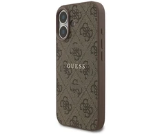 GUESS dėklas, skirtas IPHONE 17, suderinamas su „MagSafe GUHMP17SG4GFRW“ (PU 4G Ring Classic Logo), rudas