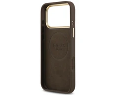 Guess 4G Logo Plate MagSafe dėklas skirtas Apple iPhone 17 Pro Max rudos spalvos