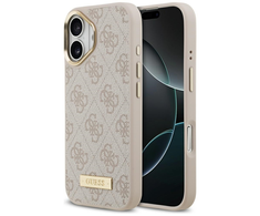 Guess 4G Logo Plate MagSafe dėklas skirtas Apple iPhone 17 Pro rožinės spalvos