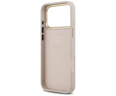 Guess 4G Logo Plate MagSafe dėklas skirtas Apple iPhone 17 Pro Max rožinės spalvos