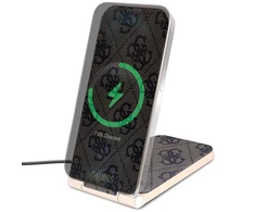 Indukcinis įkroviklis 15W sulenkiamas 2in1 Guess 4G Pattern MagSafe (GUDCFAL4PEGW) 15W ruda/ruda