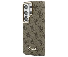 Dėklas Guess 4G Script Metal Logo phone case with MagSafe support for Samsung Galaxy S26 Ultra (S948) ruda