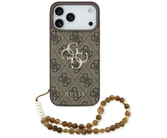 GUESS dėklas, skirtas IPHONE 17 Pro Max GUHCP17XP4GMGSW (PU su dirželiu 4G klasikinis logotipas) rudas