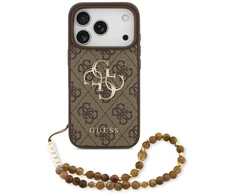 GUESS dėklas, skirtas IPHONE 17 Pro GUHCP17LP4GMGSW (PU su dirželiu 4G klasikinis logotipas) rudas