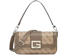 Guess, Brightside, Polyurethane, Textile Bag, 4G Logo, Latte, For Women