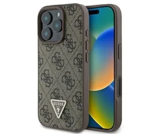 Guess Leather 4G Triangle Strass MagSafe Apple iPhone 16 Pro Max – dėklas telefonui rudos spalvos