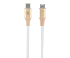 Guess Ebossed Logo USB-C / Lightning kabelis 1.5m fast charging - aukso spalvos