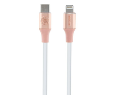 Guess Ebossed Logo USB-C / Lightning kabelis 1.5m Fast Charging - rožinės spalvos