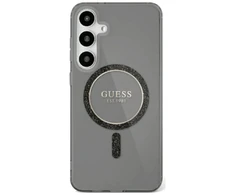 Guess Glitter Circle Classic Logo MagSafe Samsung Galaxy S25 Ultra dėklas telefonui juodos spalvos