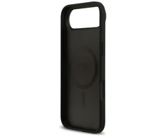 Guess Grained Flowers Classic Logo MagSafe dėklas Apple iPhone Air juodos spalvos