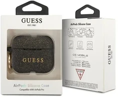 Guess GUACAPSILGLBK Silikoninis dėklas For Apple Airpods Pro Juodas