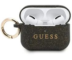 Guess GUACAPSILGLBK Silikoninis dėklas For Apple Airpods Pro Juodas