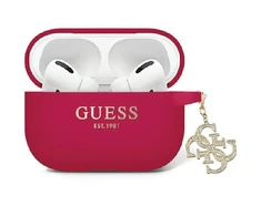 Apple AirPods Pro 2 Guess Cover Liquid silikoninis Glitter Triangle Charm (GUAP2LECG4M) ausinių dėklas violetinės spalvos