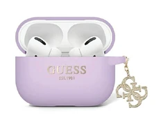 Dėklas Guess Liquid Silicone Glitter Triangle Charm - AirPods Pro 2 Case (violetinė)