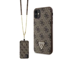 Apple iPhone 11 / XR Guess dėklas Crossbody 4G Metal Logo (GUHCN61P4TDSCPW) rudos spalvos