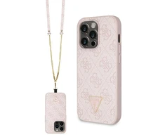 Apple iPhone 14 Pro Guess dėklas Crossbody 4G Metal Logo (GUHCP14LP4TDSCPP) rožinės spalvos