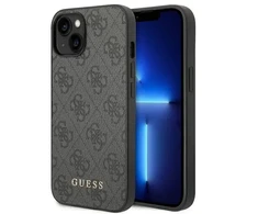 Apple iPhone 14 Guess Dėklas 4G Metal Gold Logo pilkos spalvos