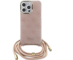 Dėklas Guess GUHCP15LHC4SEP iPhone 15 Pro 6.1" rožinė pink hardcase Crossbody Cord 4G Print