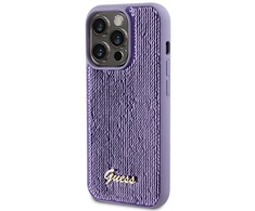 Apple iPhone 15 Pro Guess dėklas Sequin Script Metal (GUHCP15LPSFDGSU) violetinės spalvos